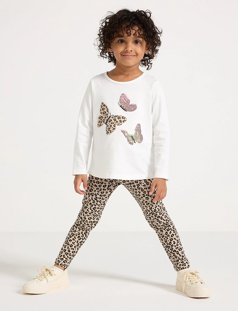 Lindex - Leggings br leo AOP - leggings - beige - 0