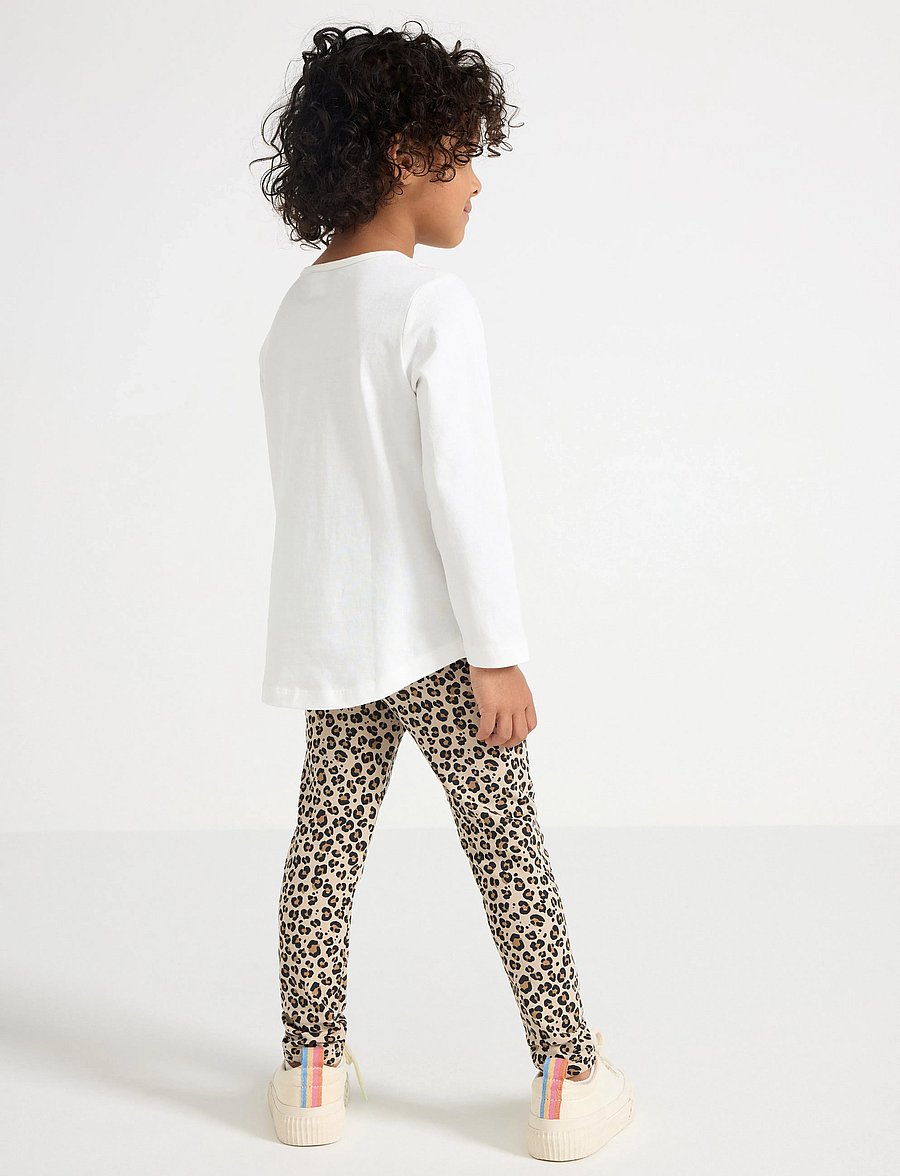 Lindex - Leggings br leo AOP - leggings - beige - 3