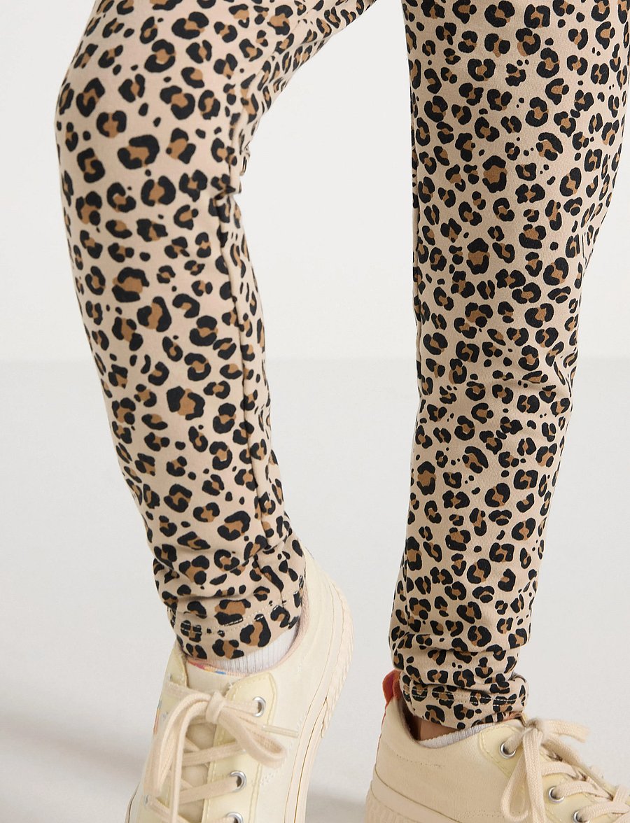 Lindex - Leggings br leo AOP - leggings - beige - 4
