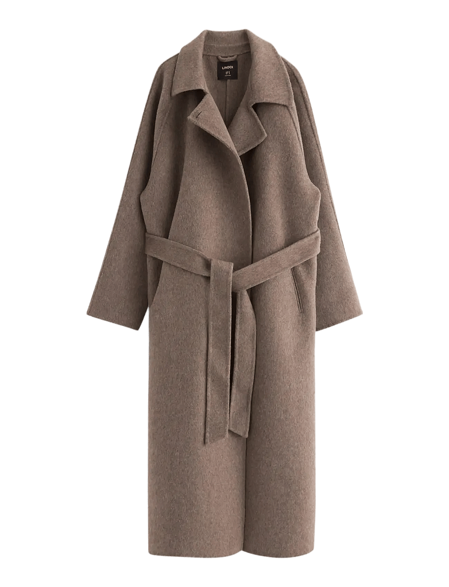 Lindex - Kåpe i ullblanding - brown melange - 1
