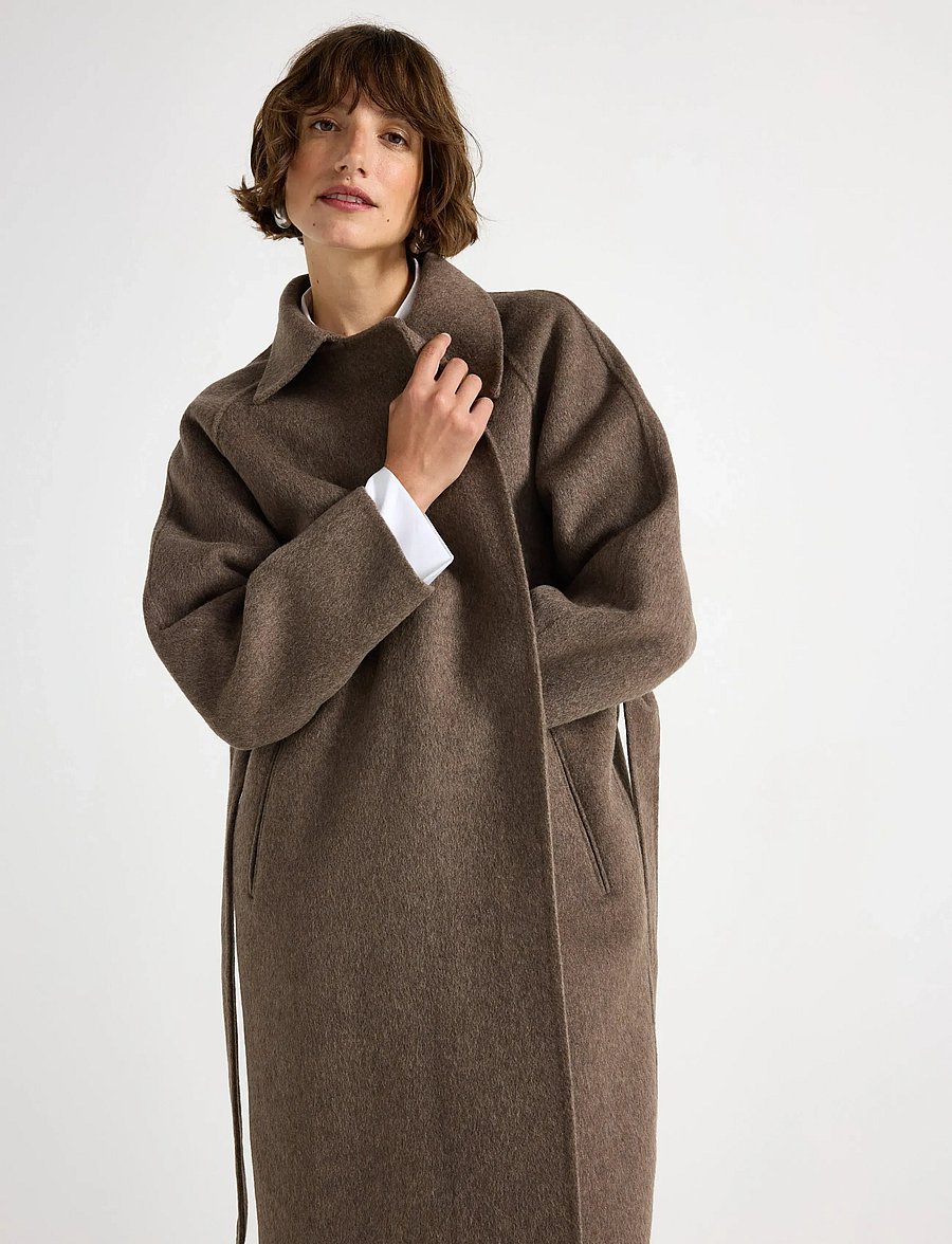 Lindex - Kåpe i ullblanding - brown melange - 4