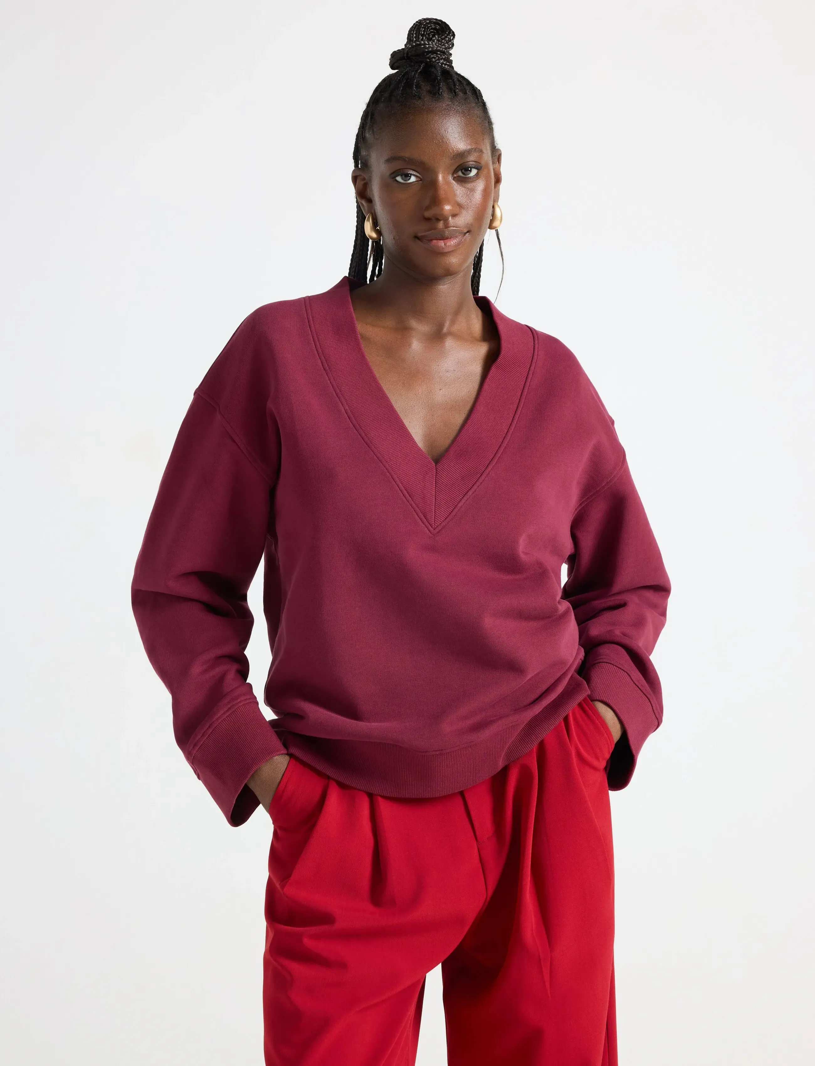 Lindex Sweater Longsleeve Mia - Džemperi - DARK DUSTY RED / burgundy