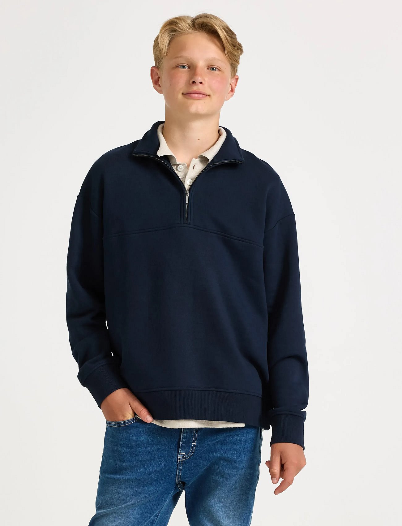 Sweater halfzip solid cut n s - DARK