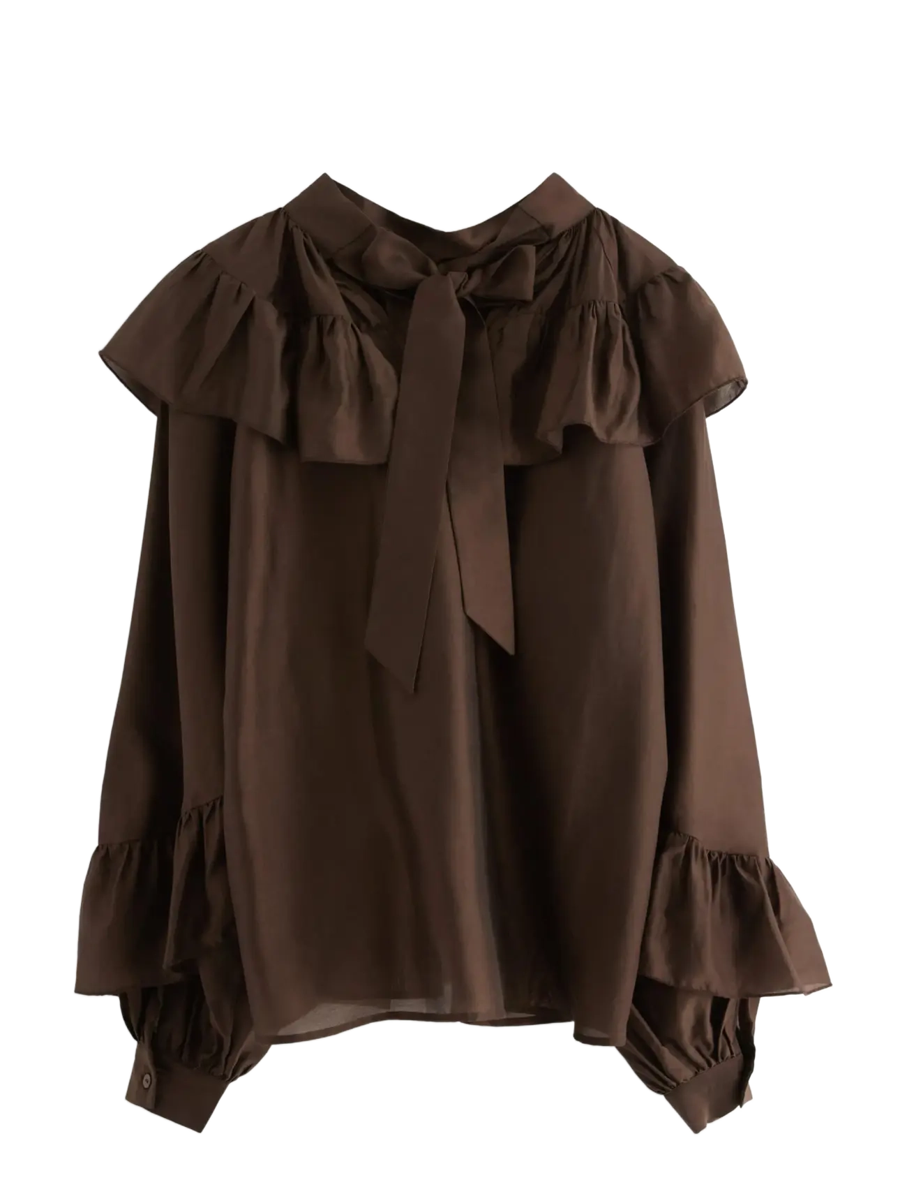 Lindex Bluse med volanger - Tøj - BROWN / brown