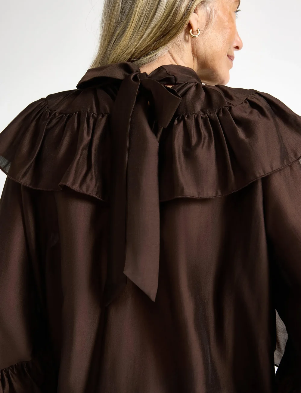 Lindex - Bluse med volanger - langærmede bluser - brown - 4