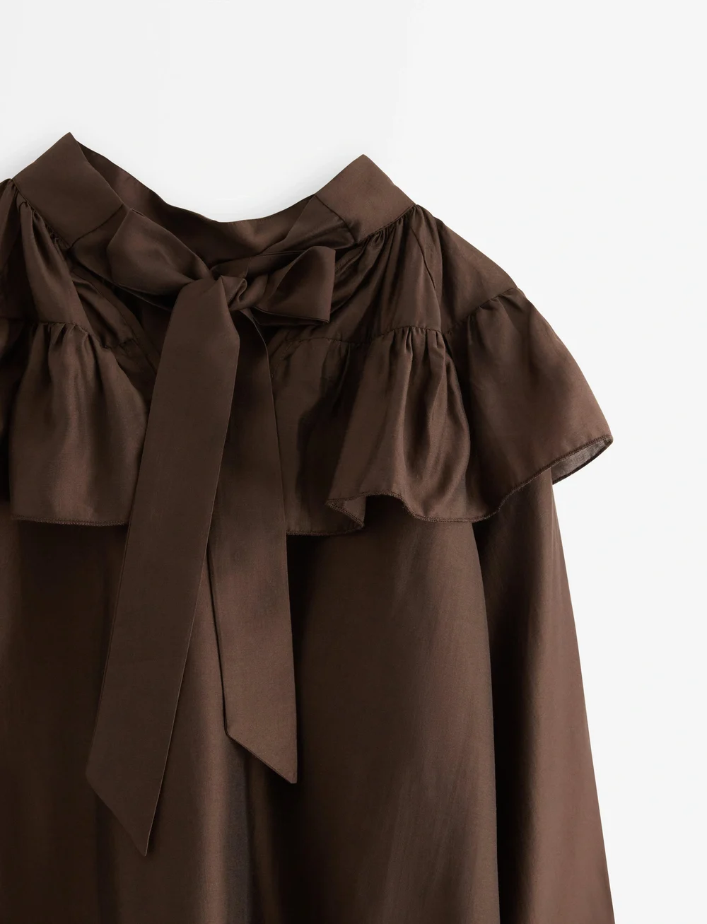 Lindex - Bluse med volanger - langærmede bluser - brown - 5