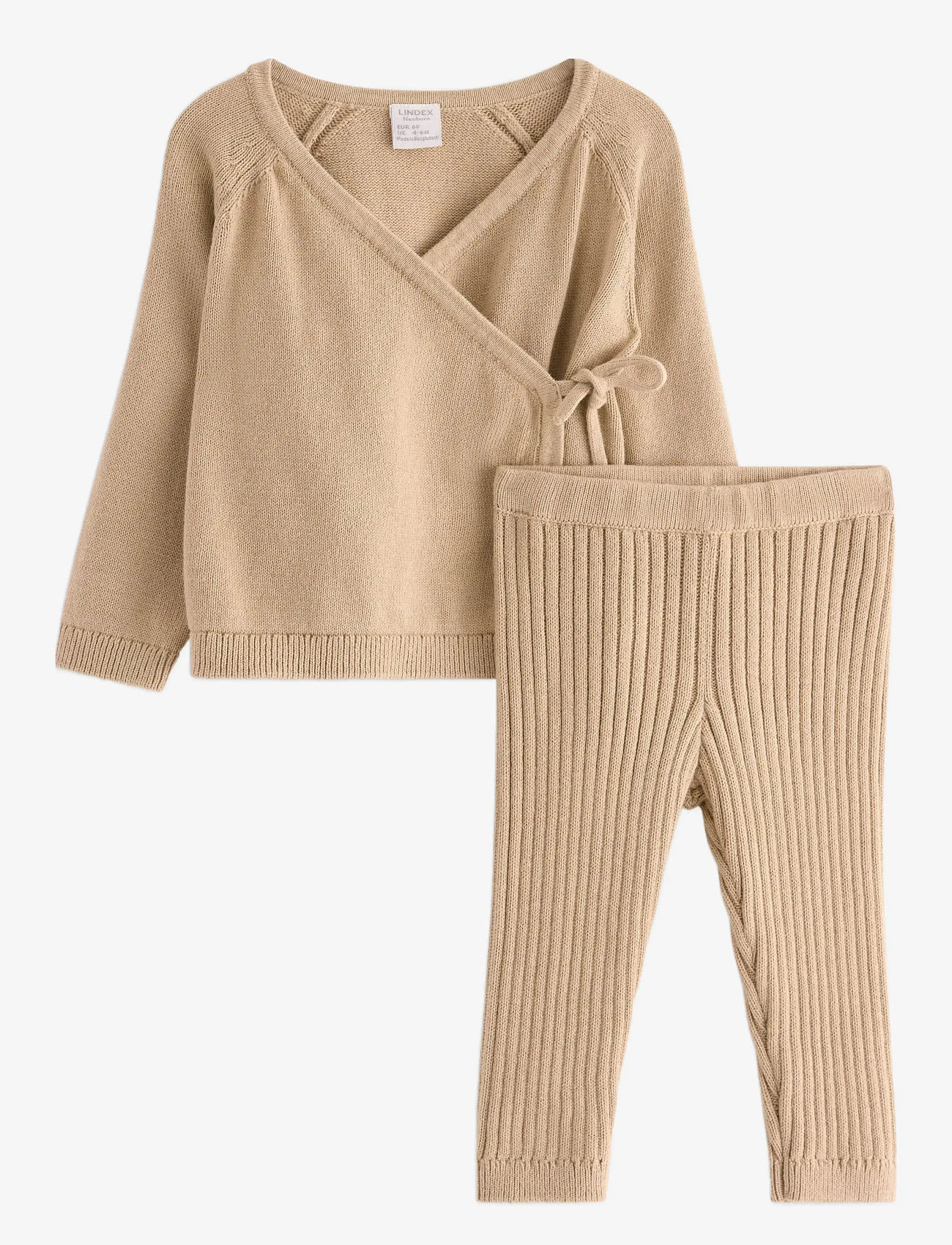 Lindex - Set sweater leggings knitted - sets mit langärmeligem t-shirt - beige - 0