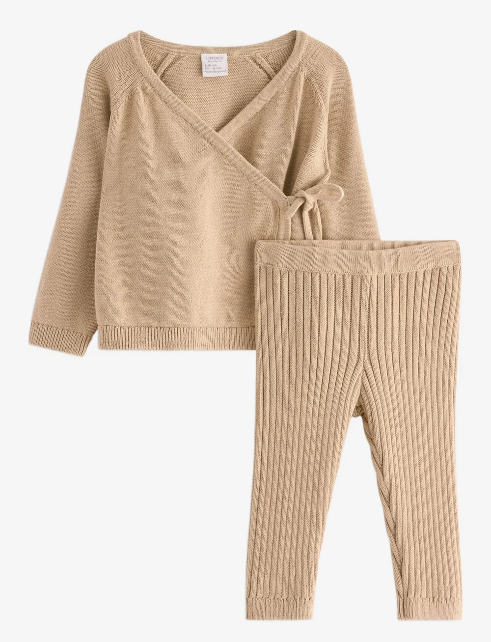 Lindex - Set sweater leggings knitted - set med långärmad t-shirt - beige - 0