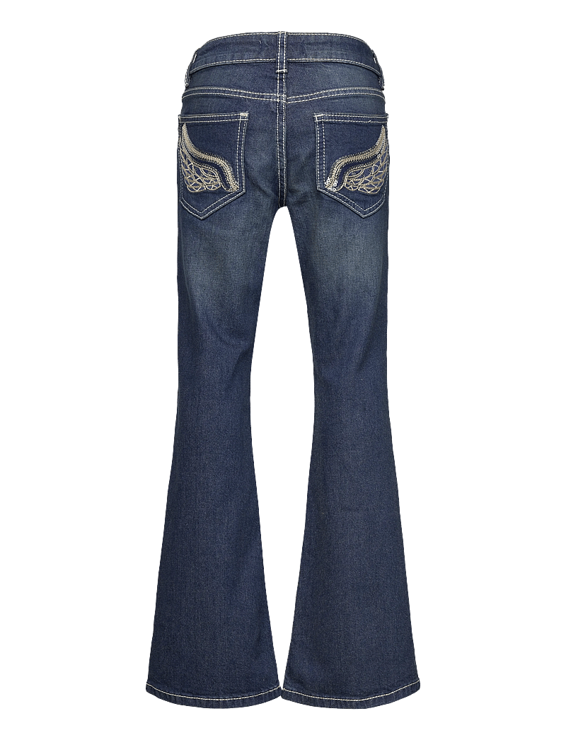 Lindex - Trousers denim Freja embroider - bootcut jeans - dark denim - 2
