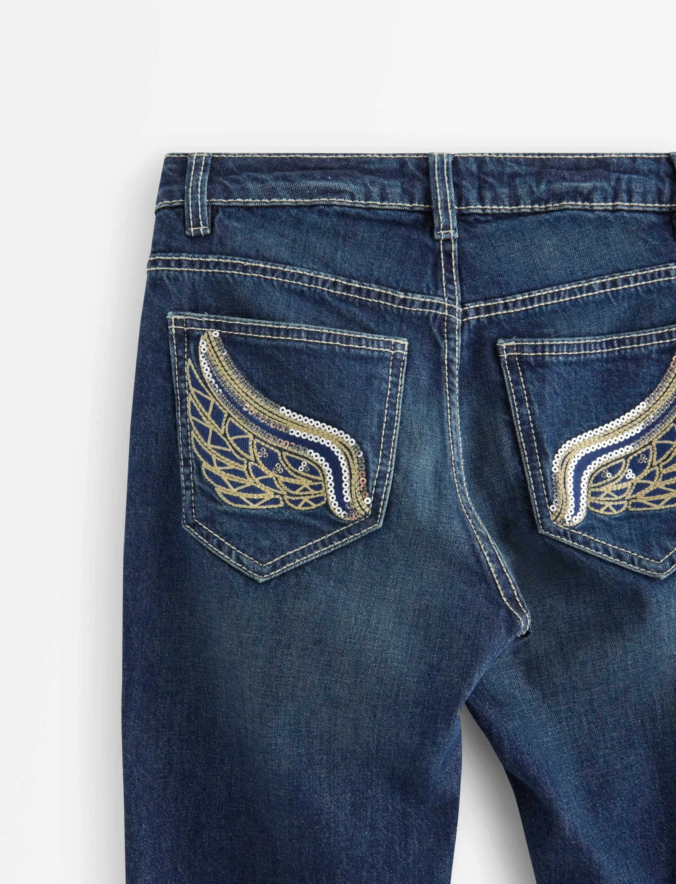 Lindex - Trousers denim Freja embroider - dark denim - 5