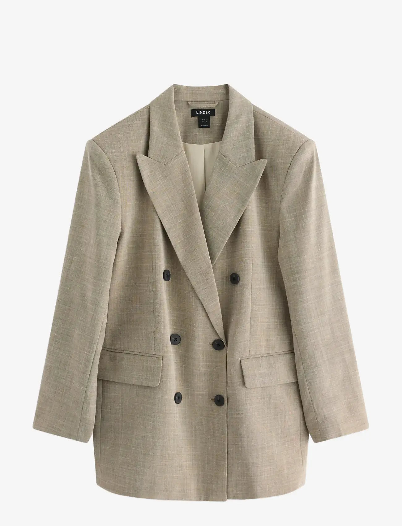 Lindex - Blazer med dobbelt knaplukning - dubbelknäppta kavajer - beige melange - 0