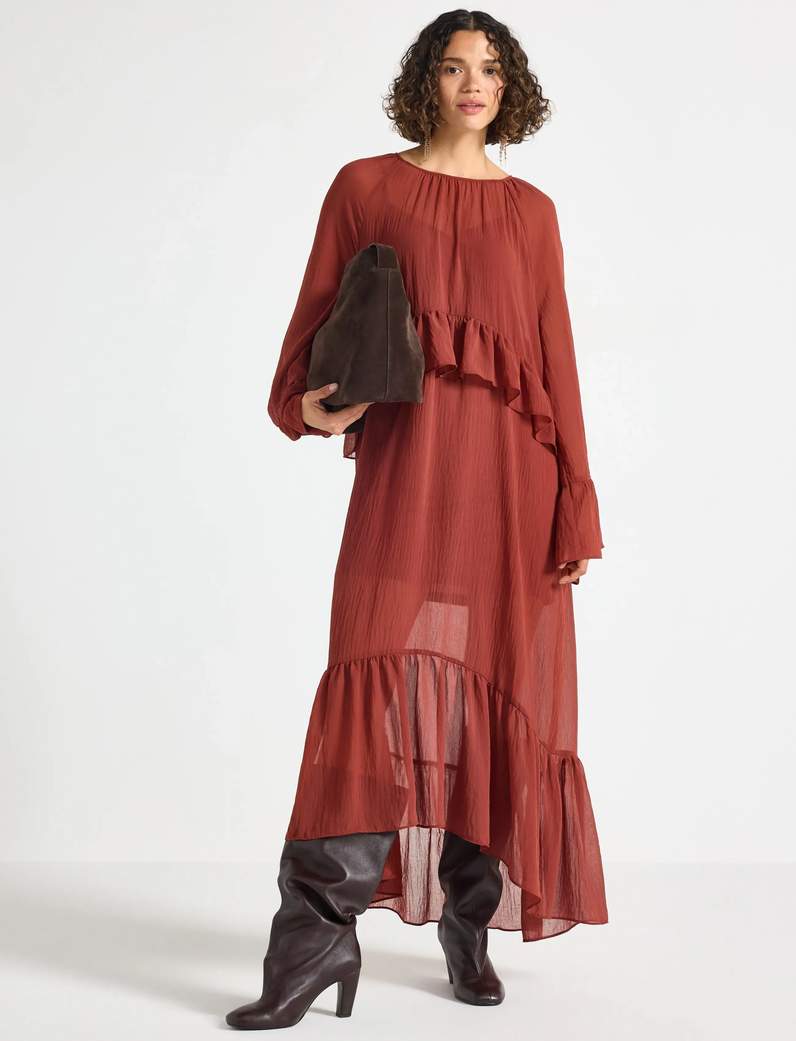 Lindex Maxiklänning - Kleider - DARK DUSTY RED / orange