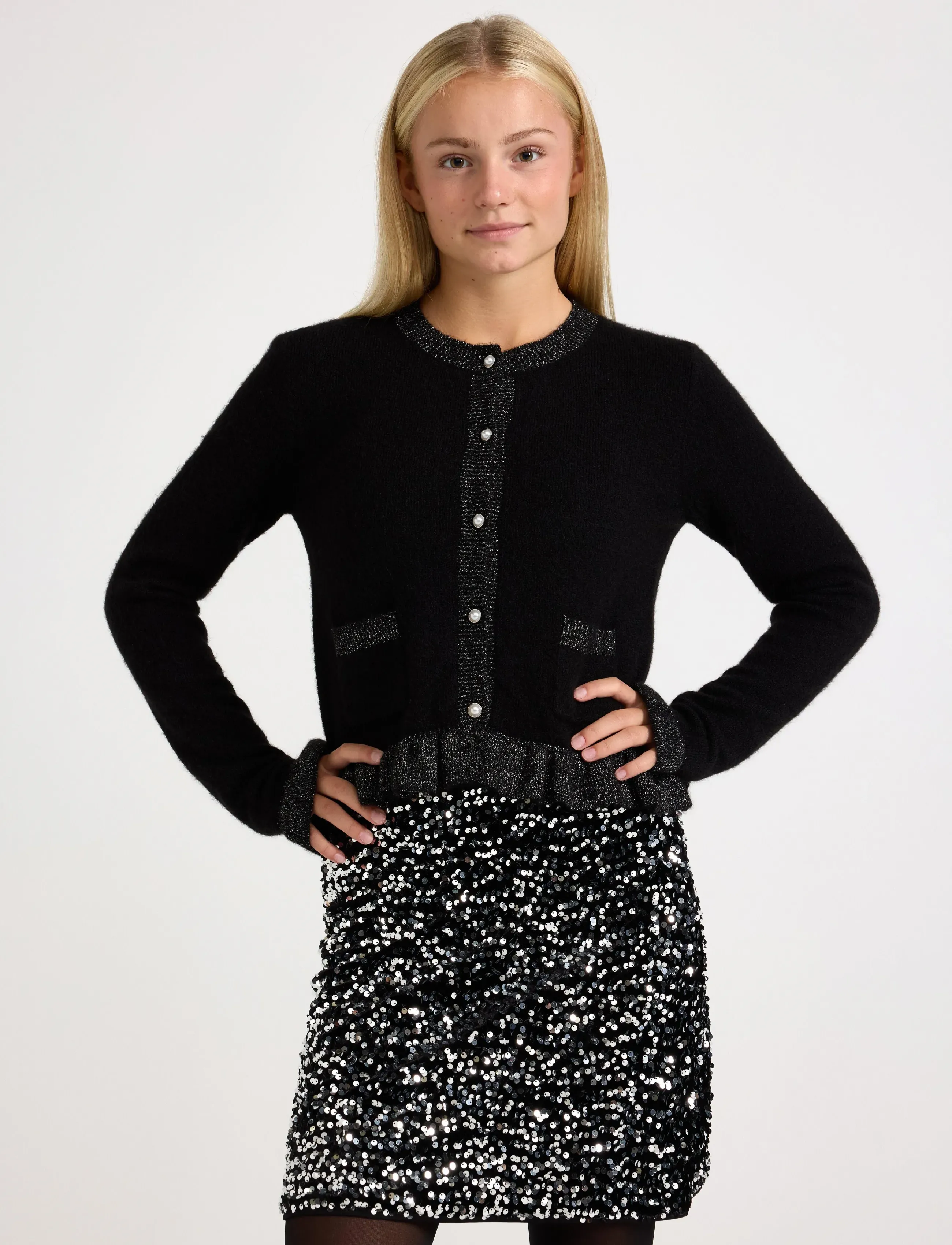 Lindex Cardigan, 170, Knitwear, Schwarz - Cardigans, Kinder