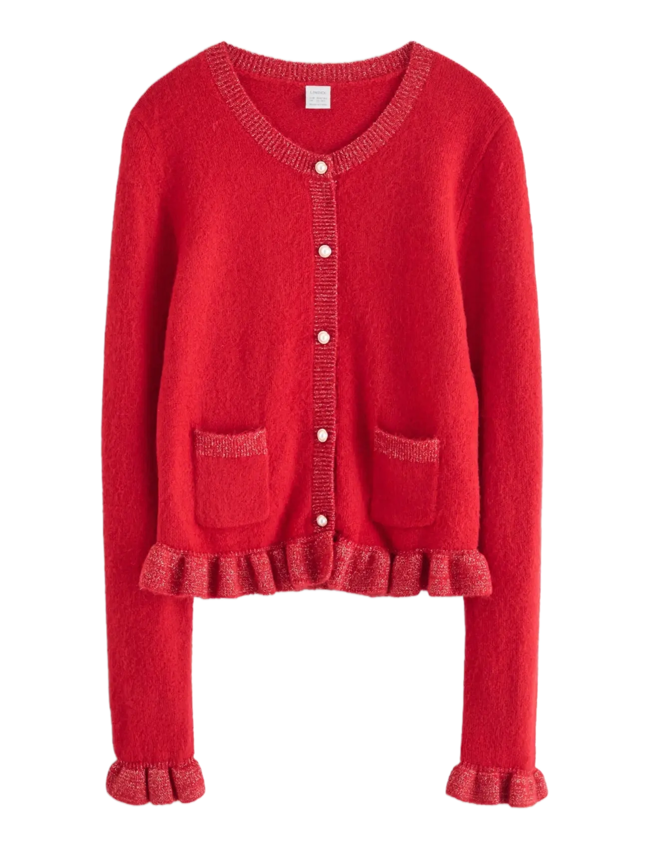 Cardigan with flounces and pea - DARK RED