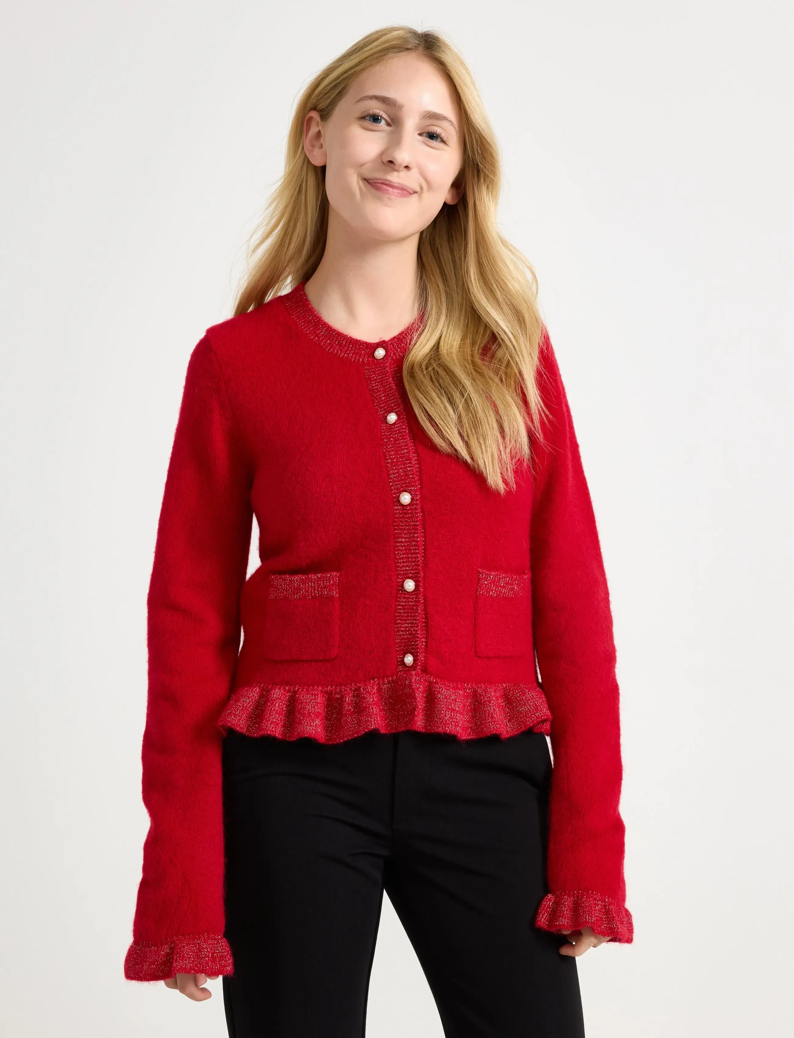 Lindex Cardigan, 128, Knitwear, Rot - Cardigans, Kinder