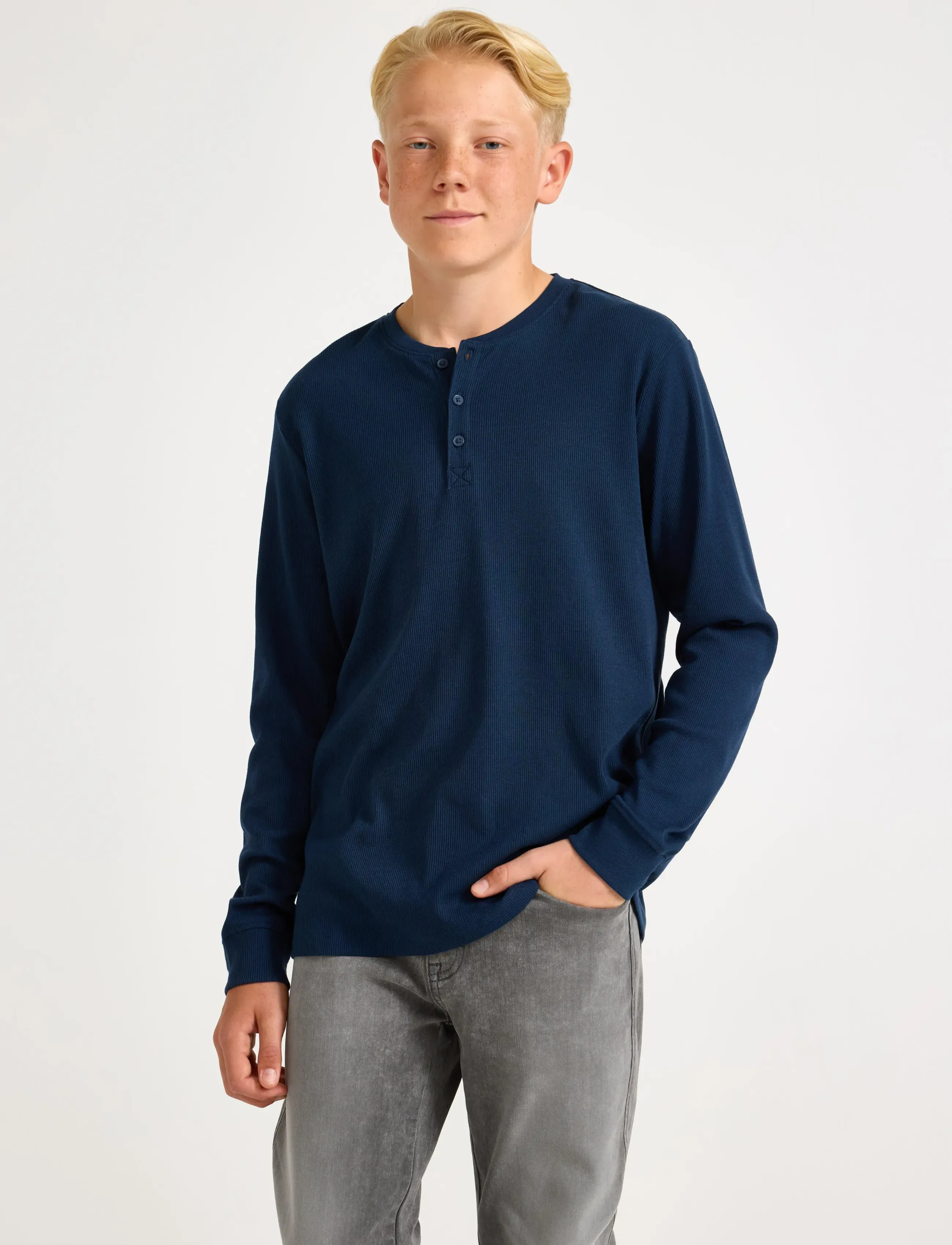 Lindex Top LS Henley - Toppe og t-shirts - DARK BLUE / blue