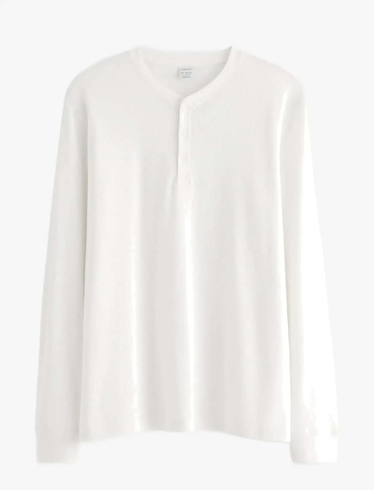 Lindex - Top LS Henley - long-sleeved t-shirts - off white - 1