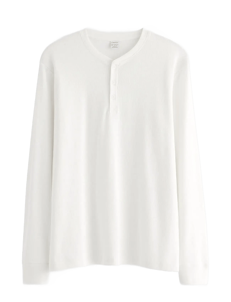 Lindex - Top LS Henley - langärmelig - off white - 1