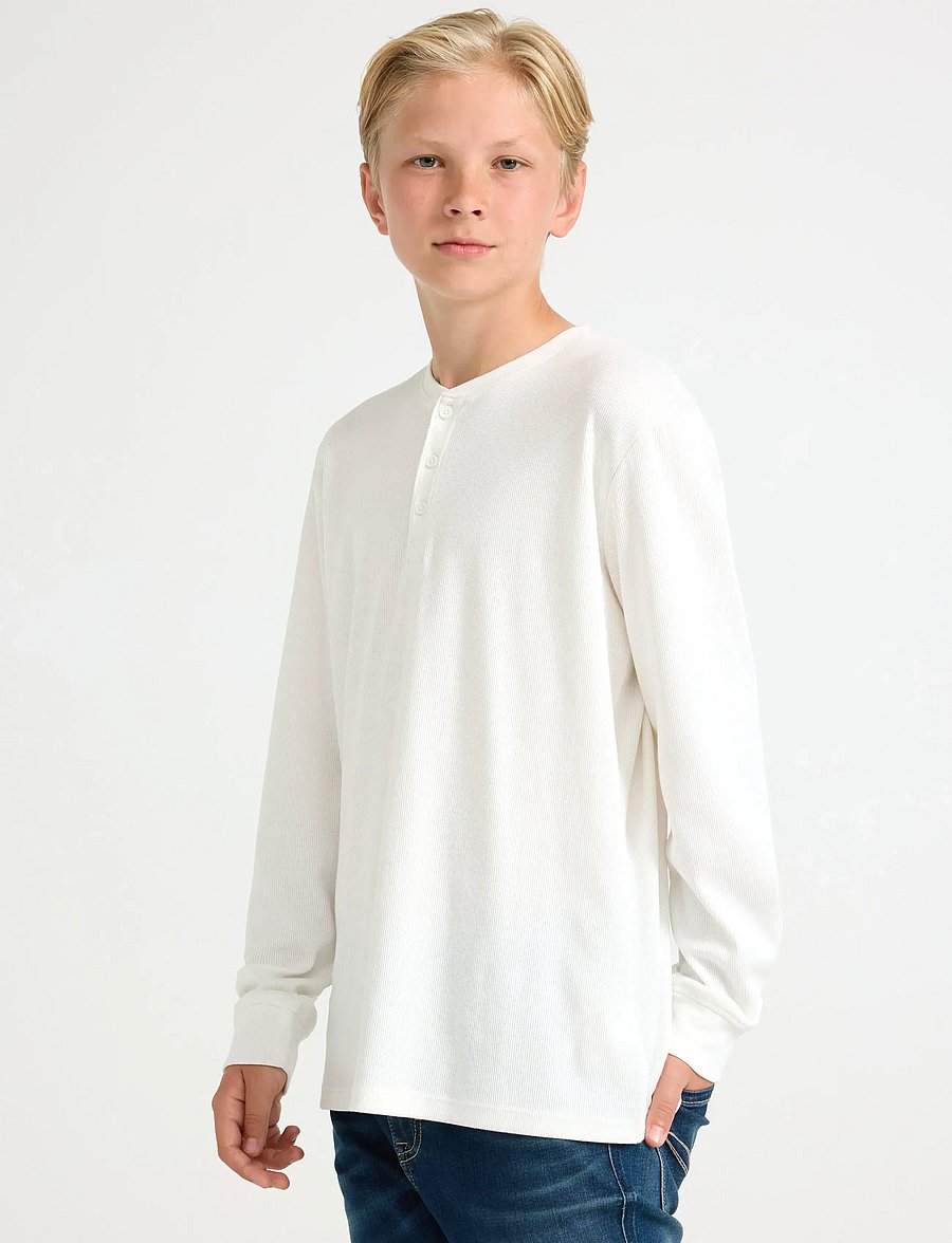 Lindex - Top LS Henley - langärmelig - off white - 0