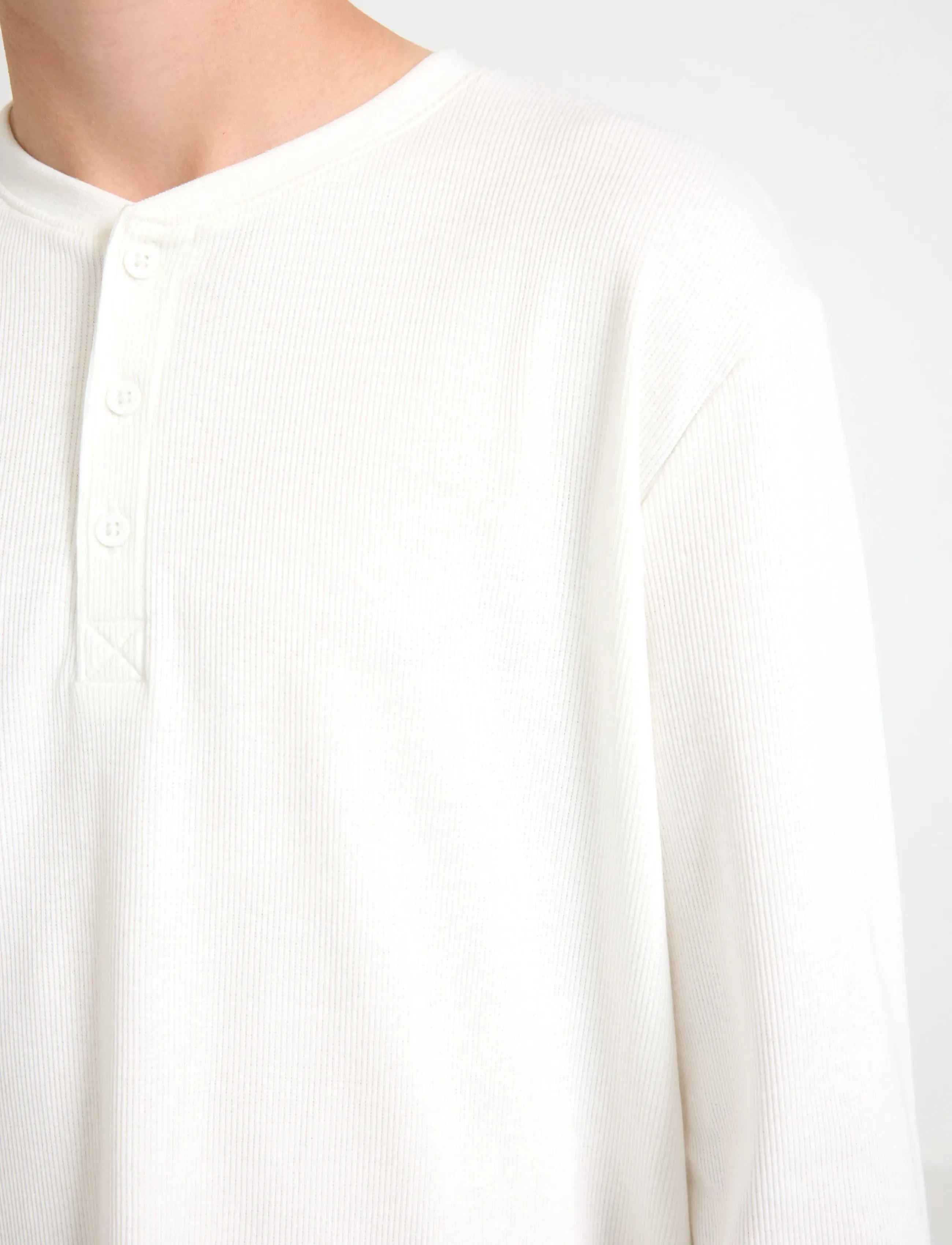 Lindex - Top LS Henley - laagste prijzen - off white - 4