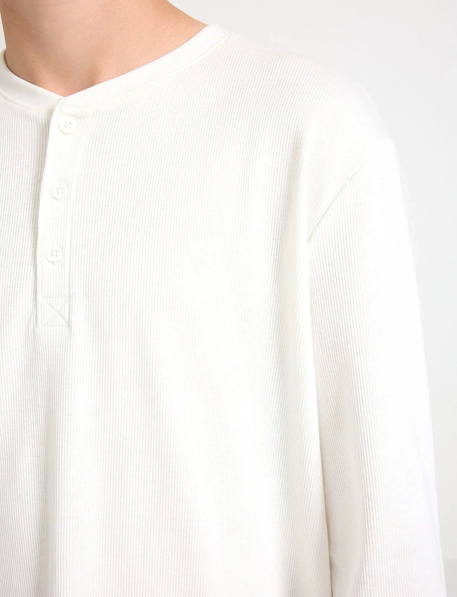 Lindex - Top LS Henley - langärmelig - off white - 4