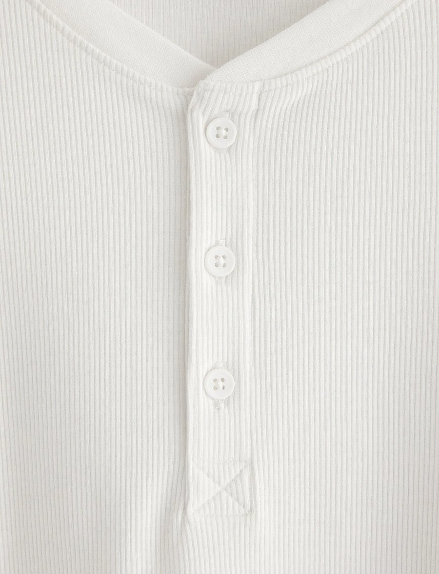 Lindex - Top LS Henley - langärmelig - off white - 5