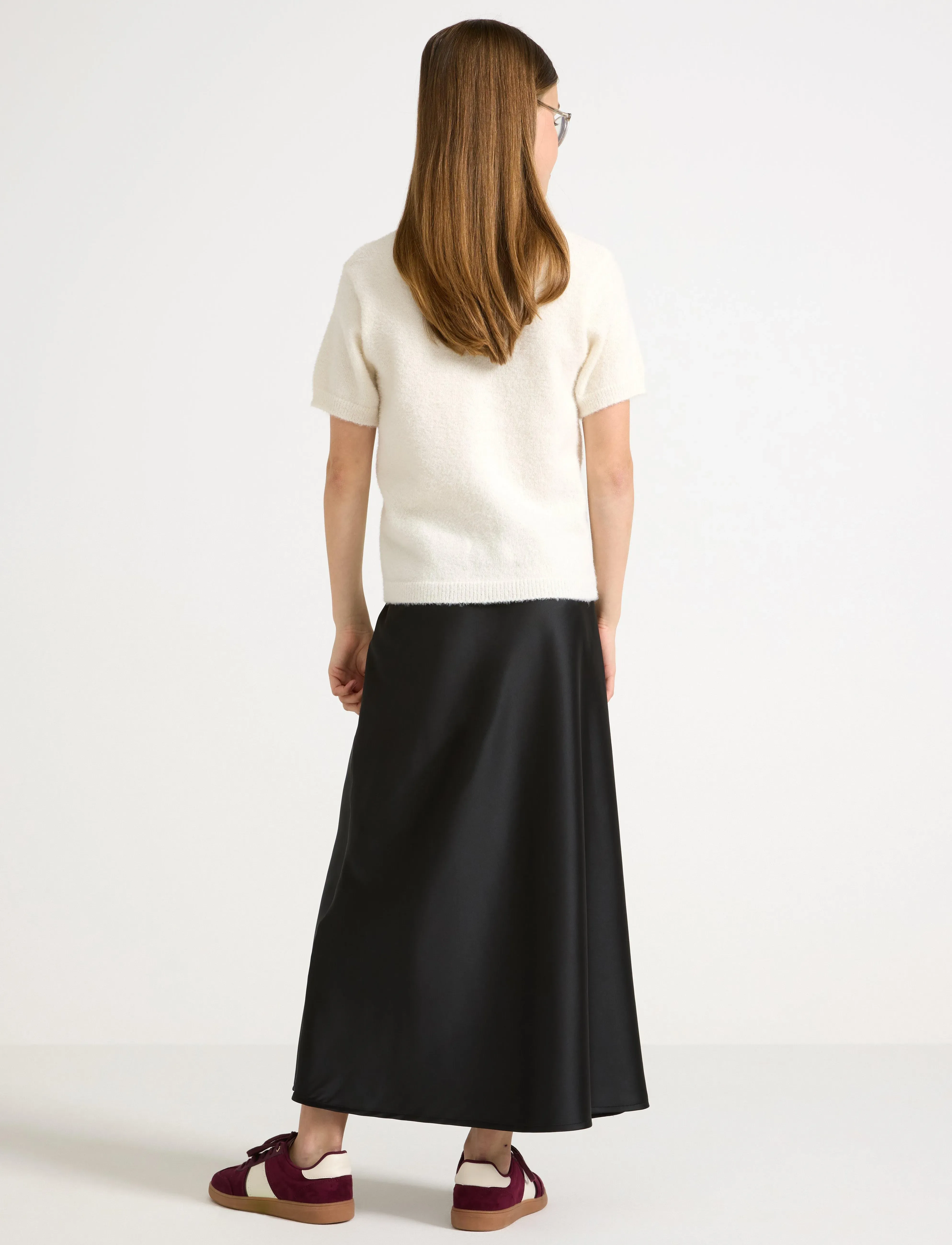 Lindex - Skirt Satin Bias - kjolar - black - 3