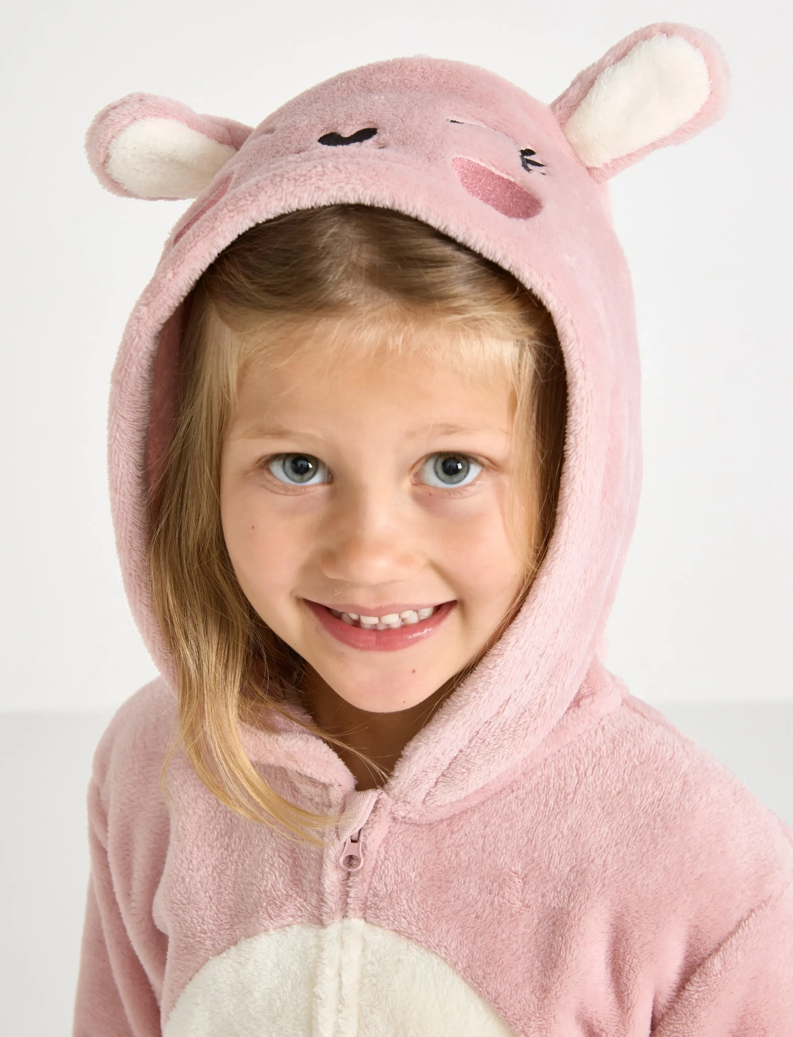 Lindex - Pajama onesies animal small - miego kombinezonai - dusty pink - 4