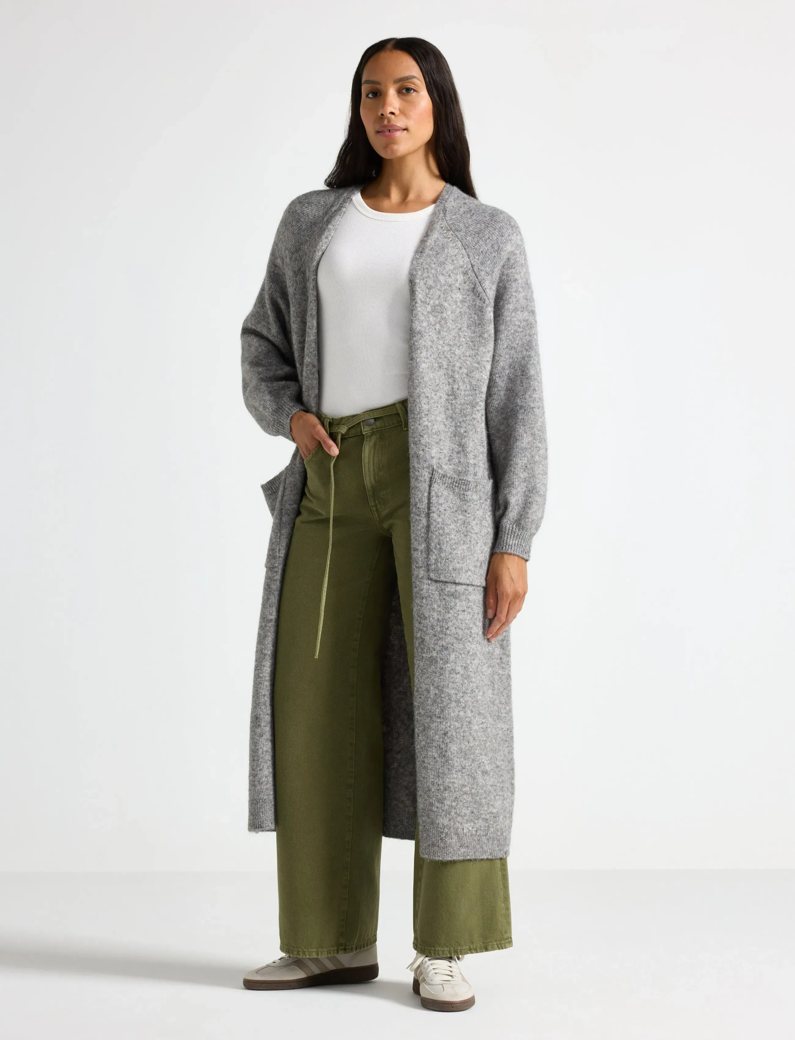 Lindex Knitted long cardigan - Kardiganid - GREY MELANGE / grey