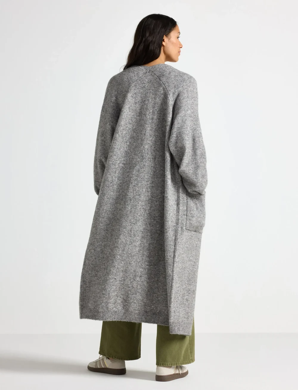 Lindex - Stickad lång cardigan - koftor - grey melange - 3