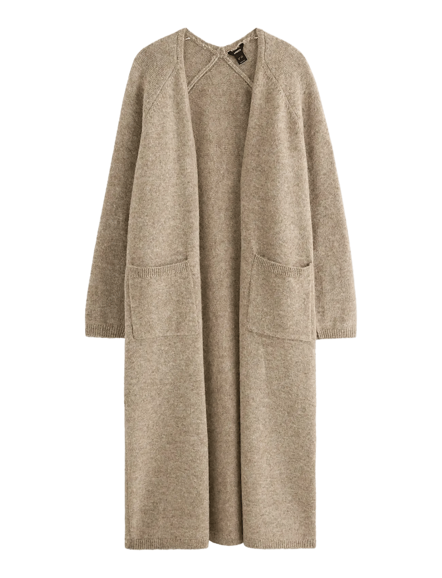 Lindex - Knitted long cardigan - koftor - light dusty brown - 1