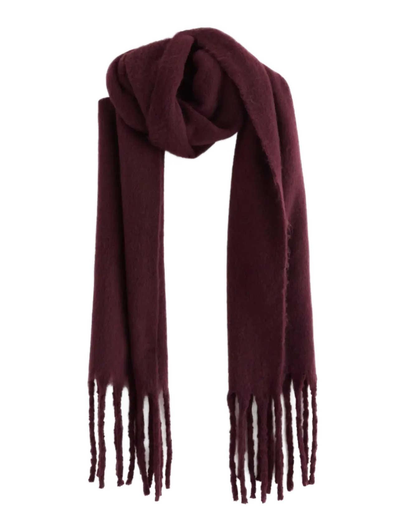 Lindex Scarf big fringe solid - Winter scarves - DARK LILAC / burgundy