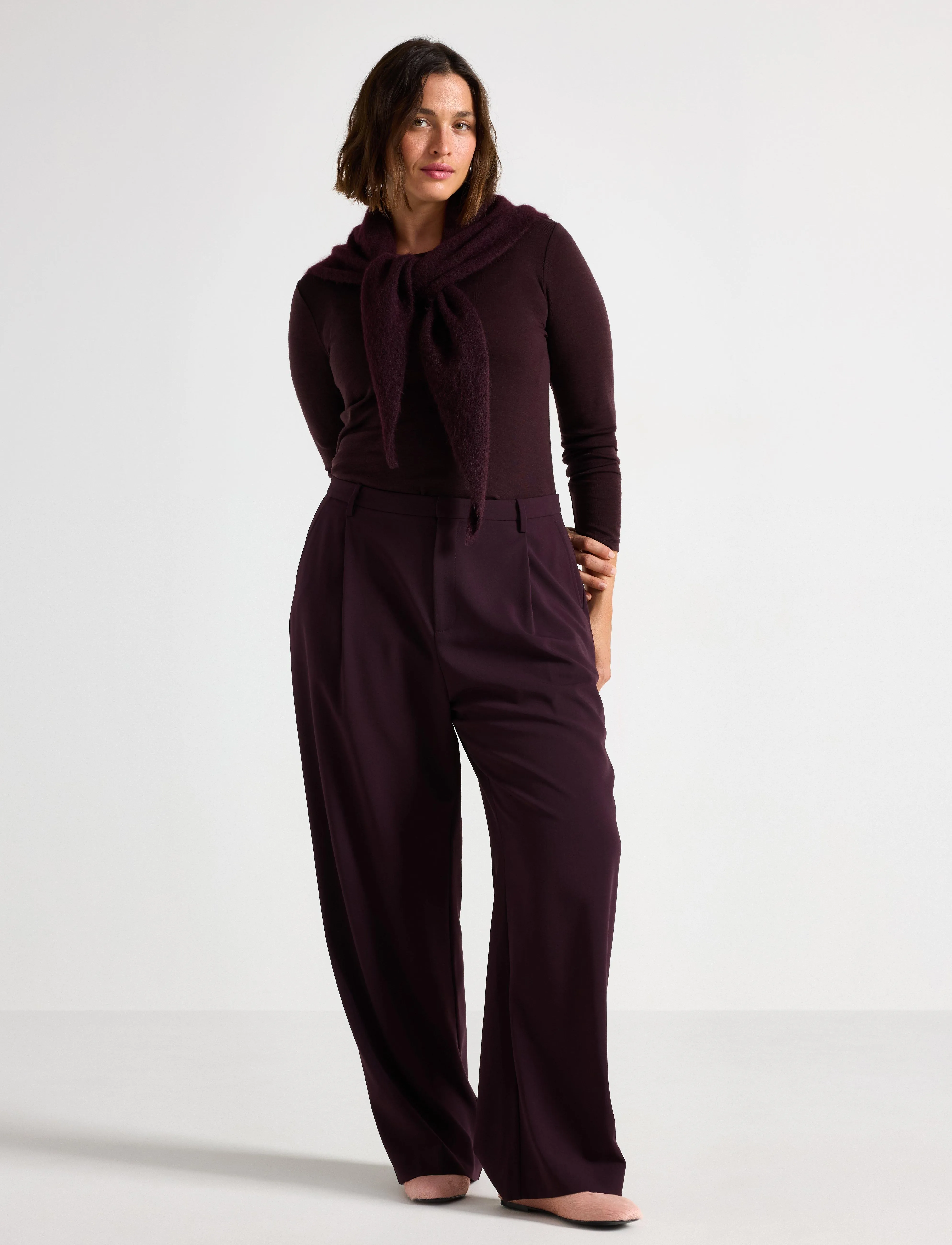 Lindex Rette Bukser, 40, Trousers, Burgunderrot - Chinos, Frauen