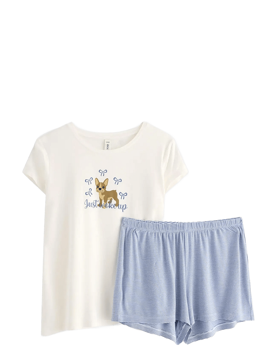 Lindex - Pyjama set BG hearts dogs - sæt med kortærmet t-shirt - off white - 1