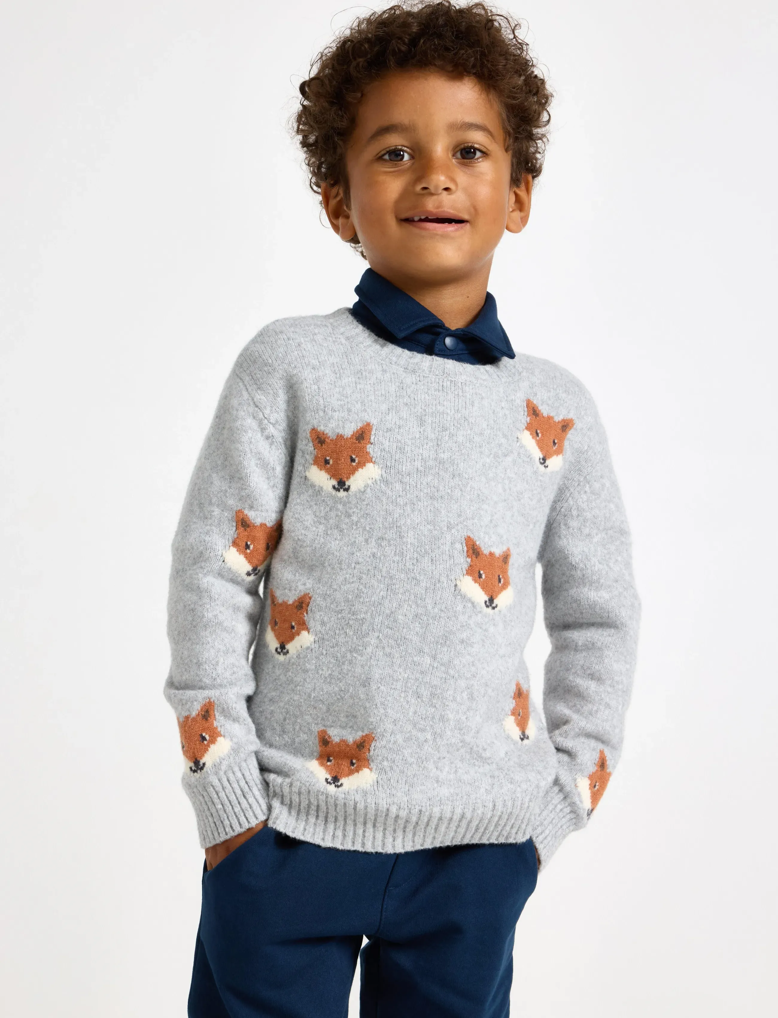 Lindex Stickad tröja - Strickmode - LIGHT GREY MELANGE / grey