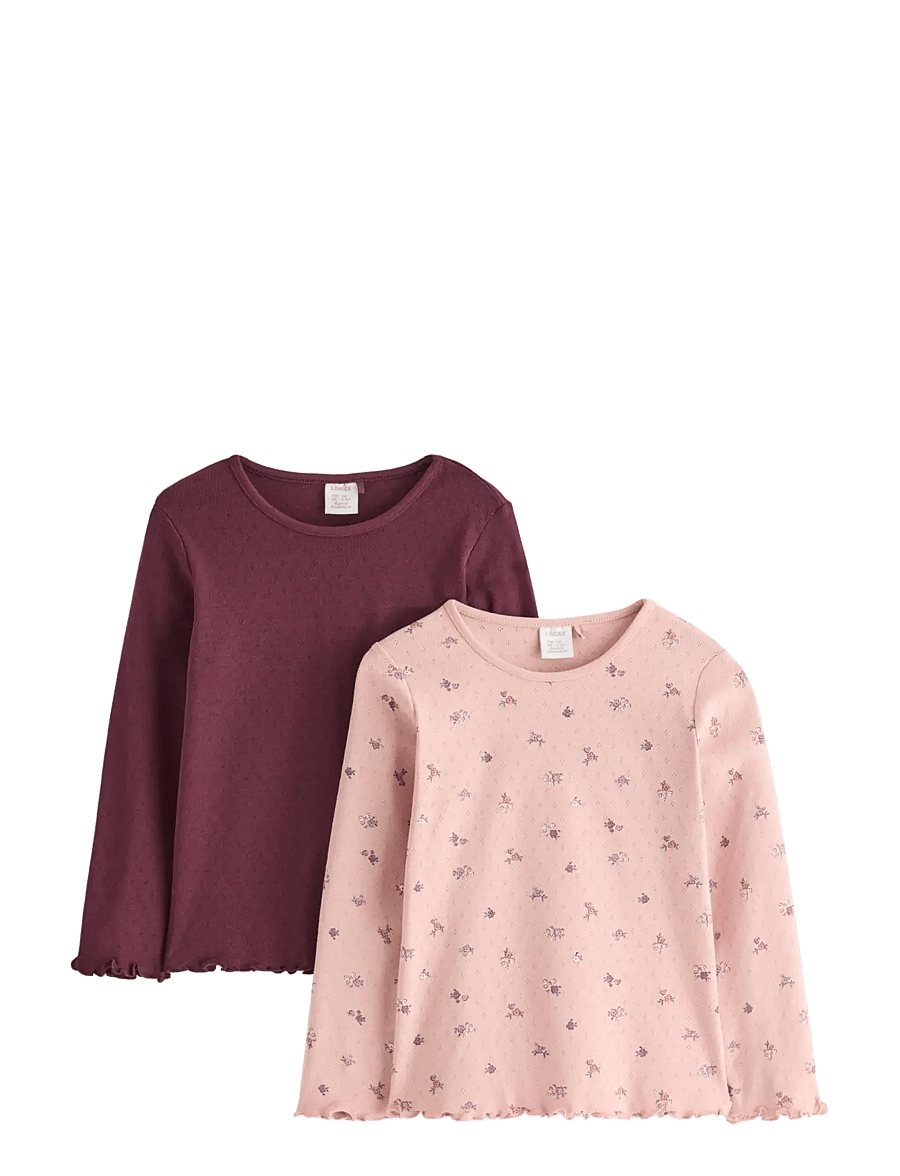 Lindex - 2-pack top in pointelle - langärmelig - dusty pink - 1