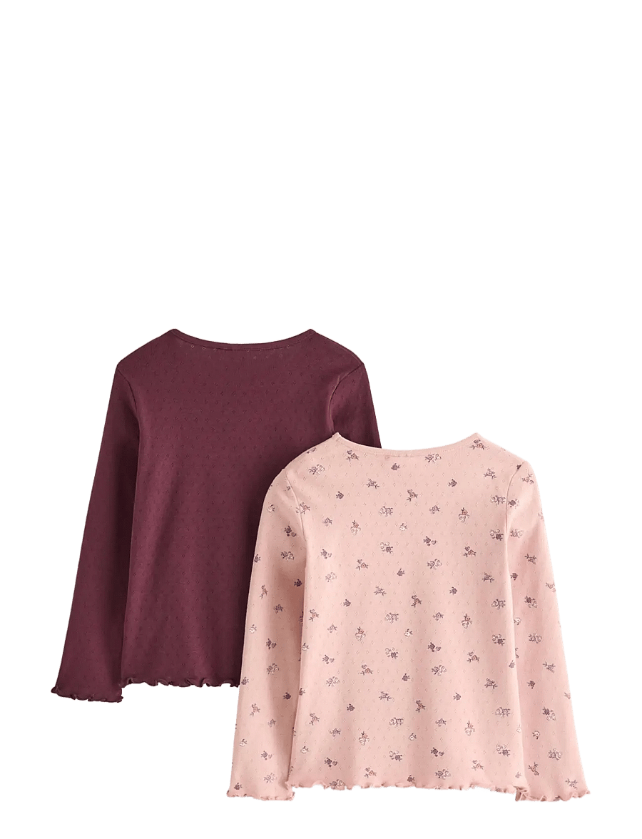 Lindex - 2-pack top in pointelle - langärmelig - dusty pink - 2