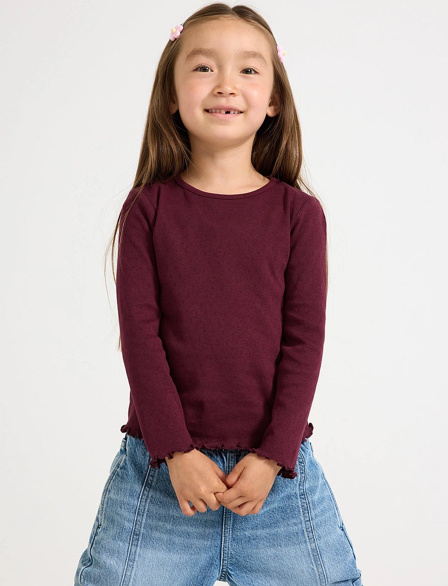 Lindex - 2-pack top in pointelle - langärmelig - dusty pink - 0