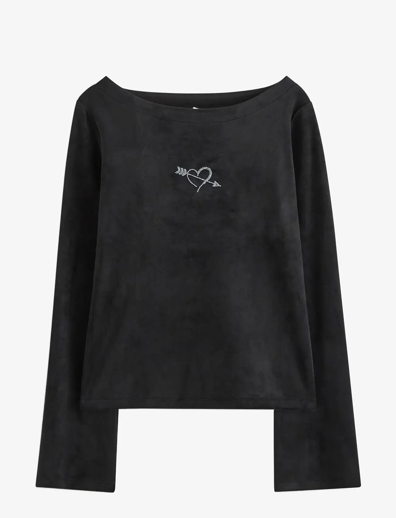 Lindex - Langermet topp i velur - langærmede t-shirts - black - 1