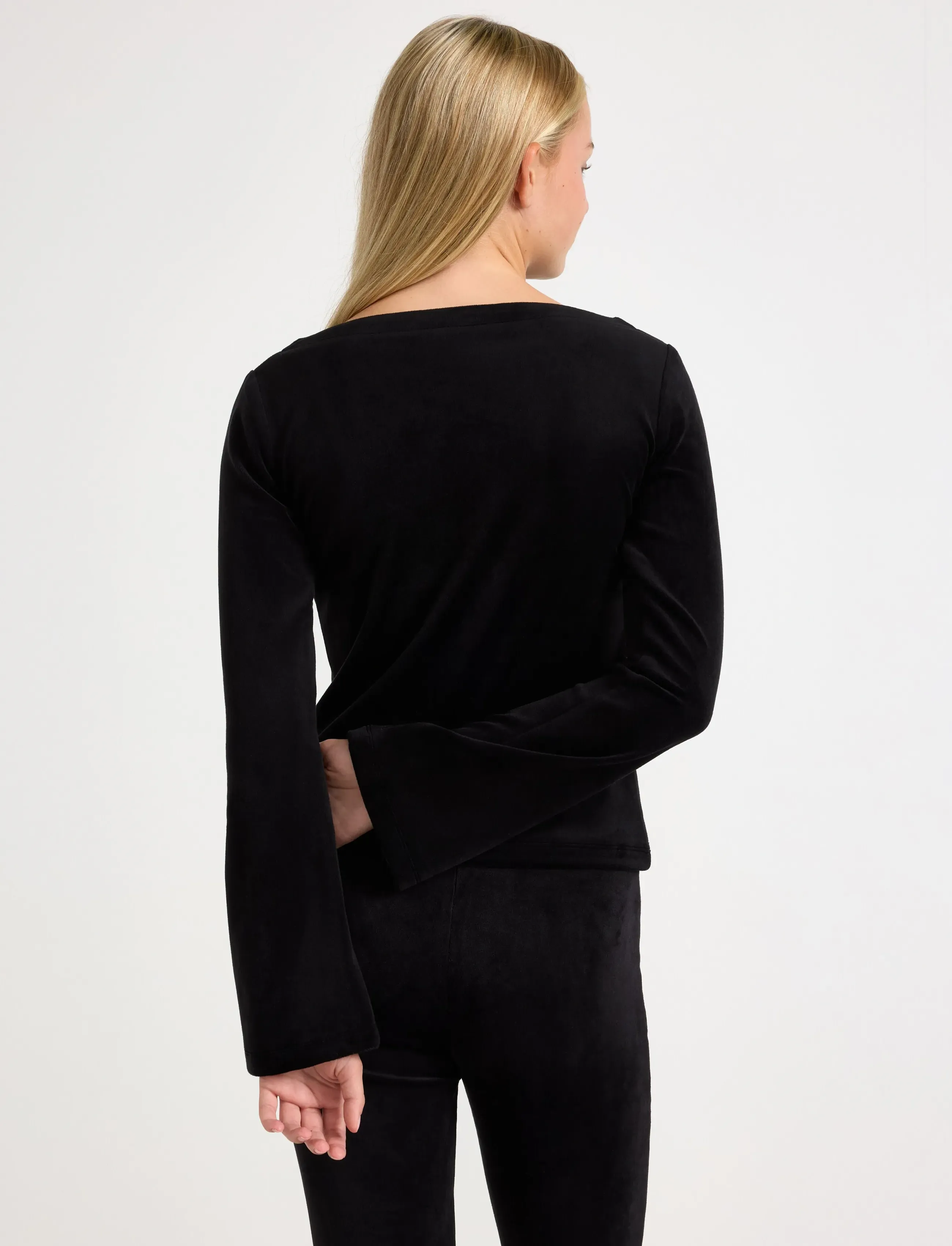 Lindex - Langærmet top i velour - pikkade varrukatega t-särgid - black - 3
