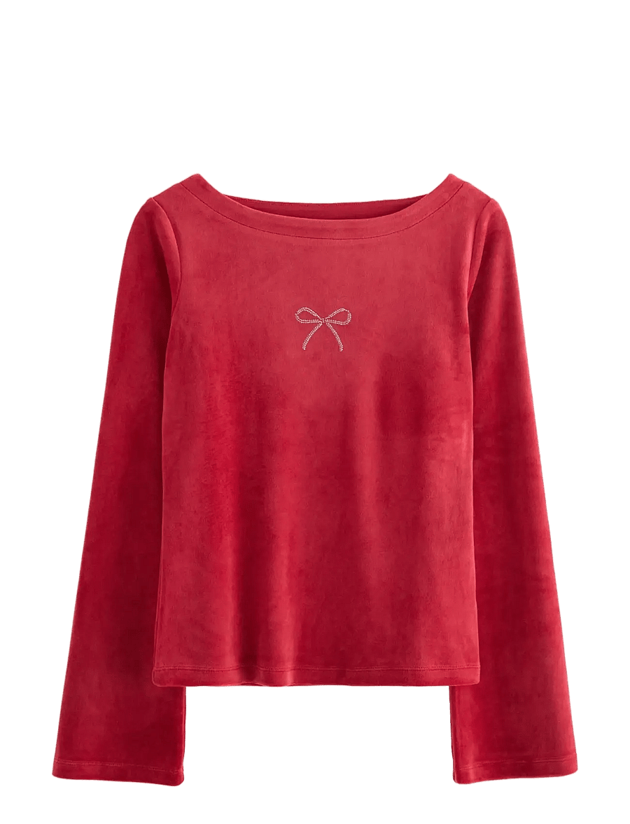 Lindex - Langærmet top i velour - langärmelig - dark red - 1