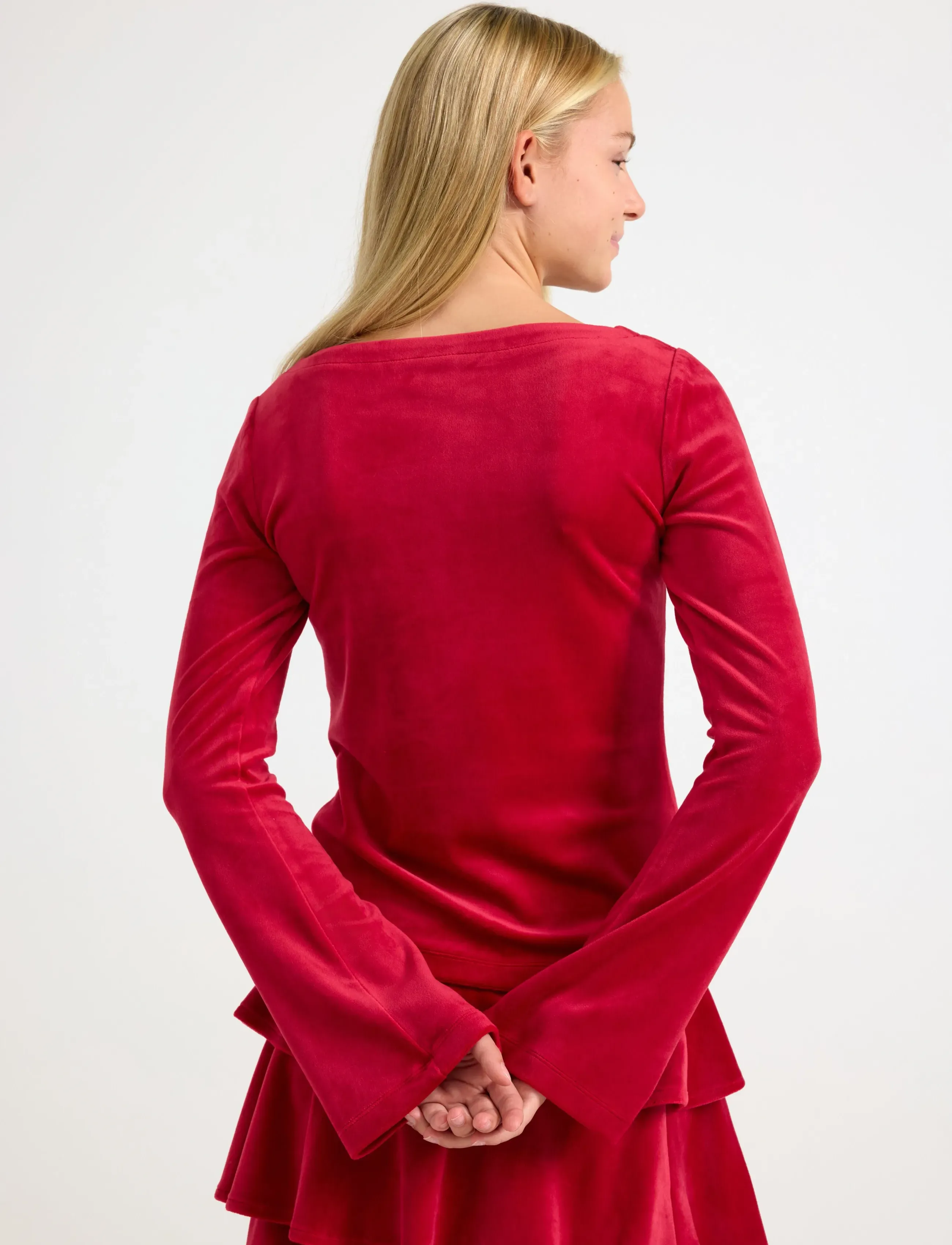 Lindex - Langærmet top i velour - pitkähihaiset t-paidat - dark red - 3