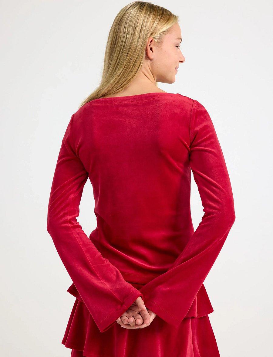 Lindex - Langærmet top i velour - langärmelig - dark red - 3
