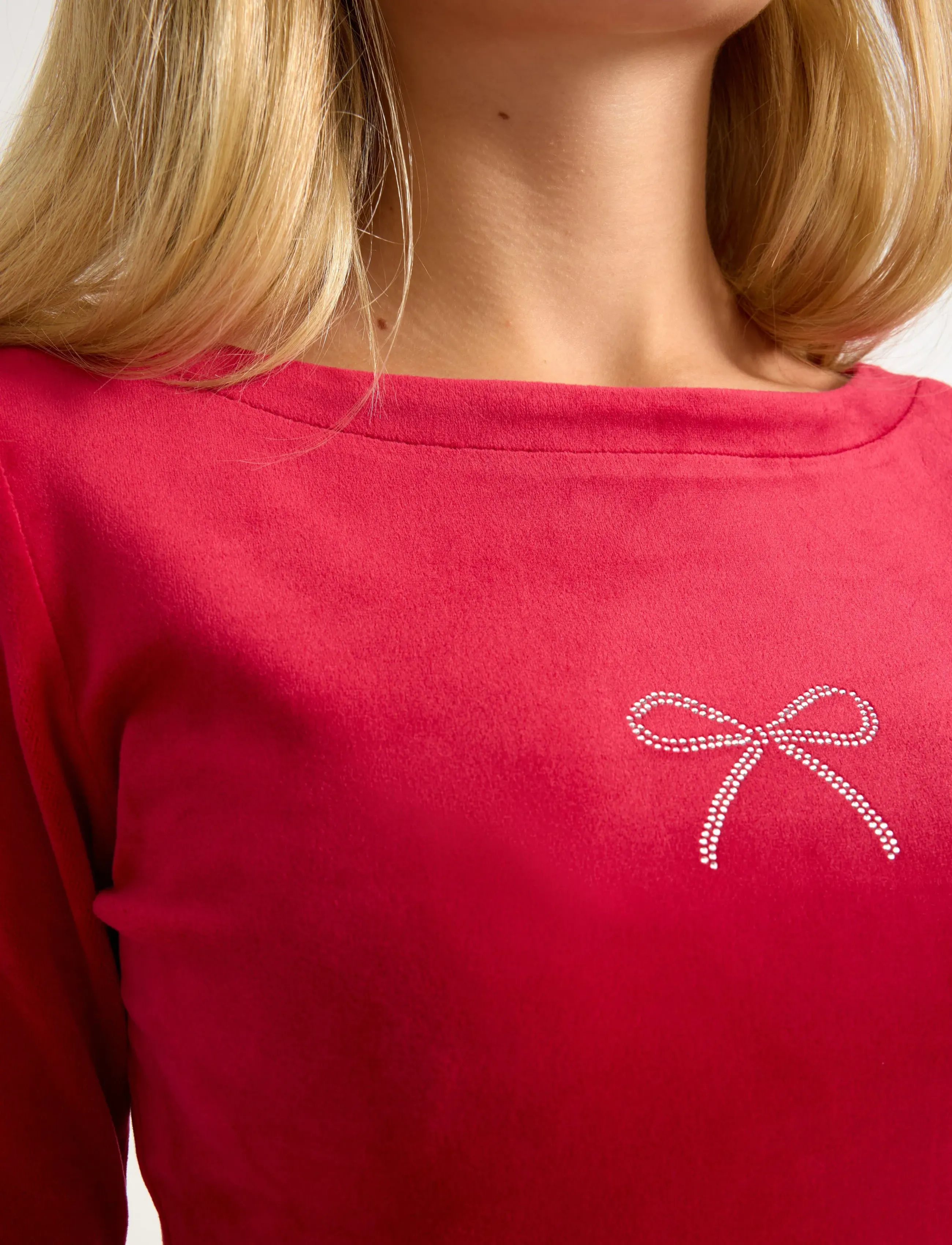 Lindex - Langærmet top i velour - pitkähihaiset t-paidat - dark red - 4