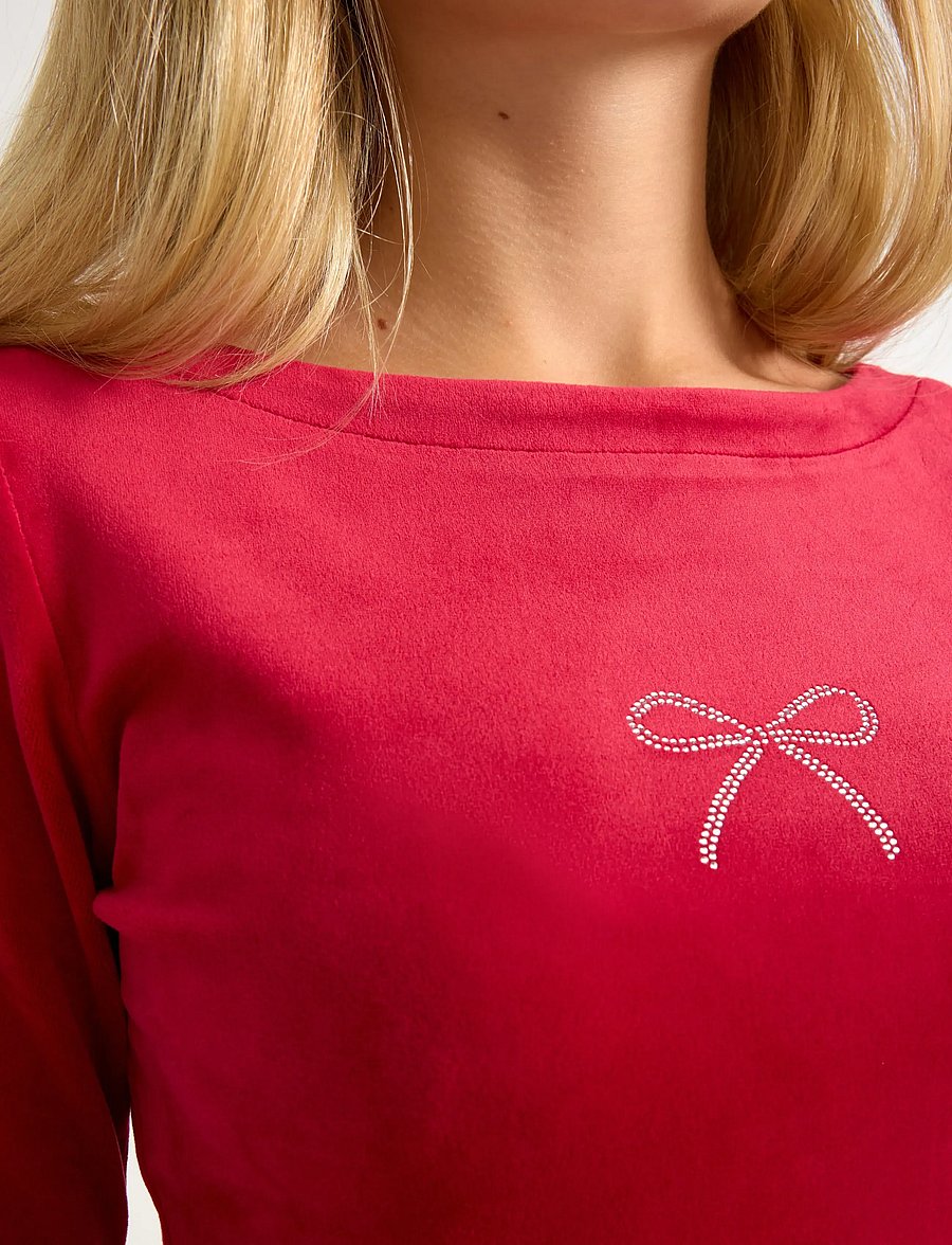 Lindex - Langærmet top i velour - langärmelig - dark red - 4