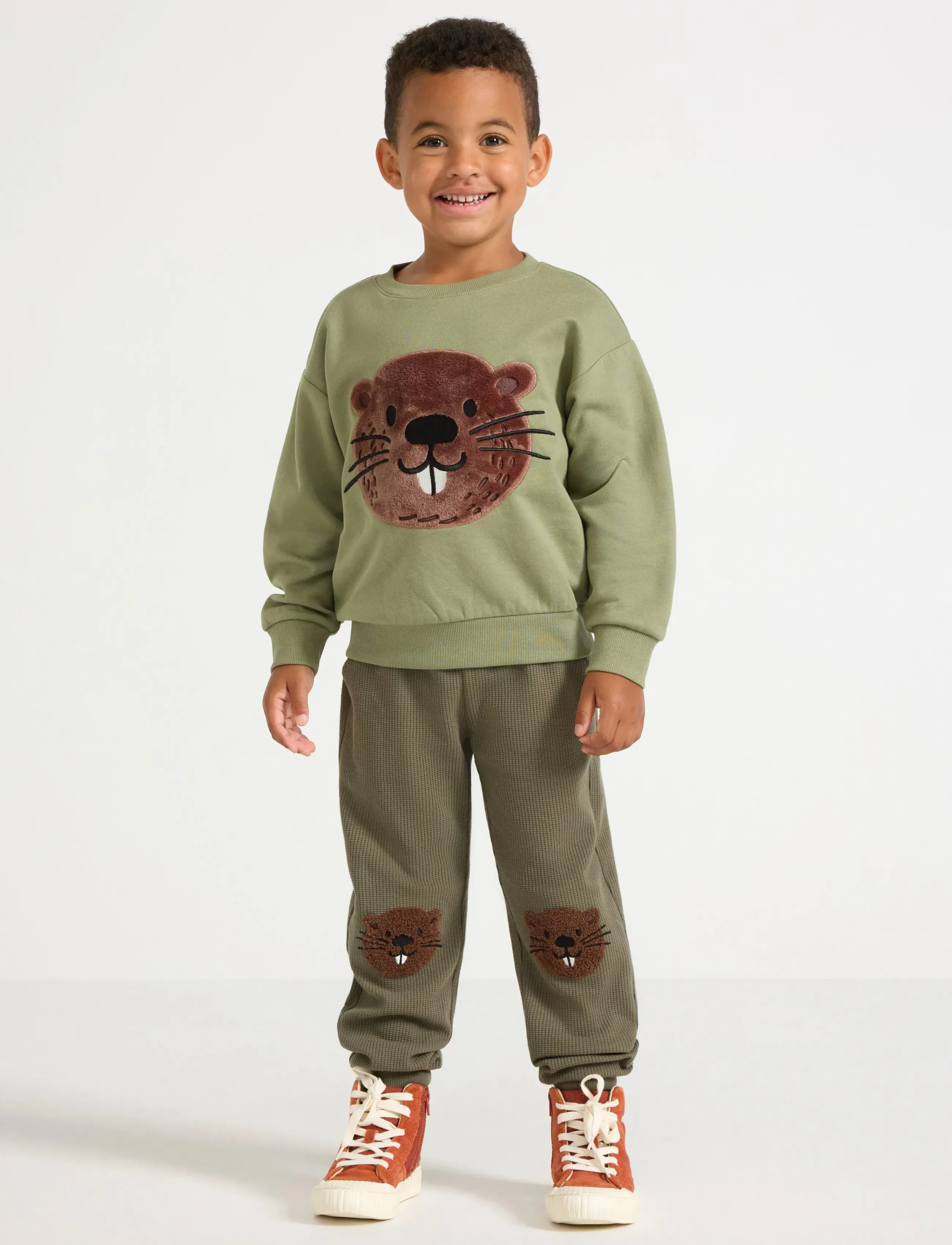 Lindex VÃ¥fflade mjukisbyxor - Hosen - LT DUSTY KHAKI / green