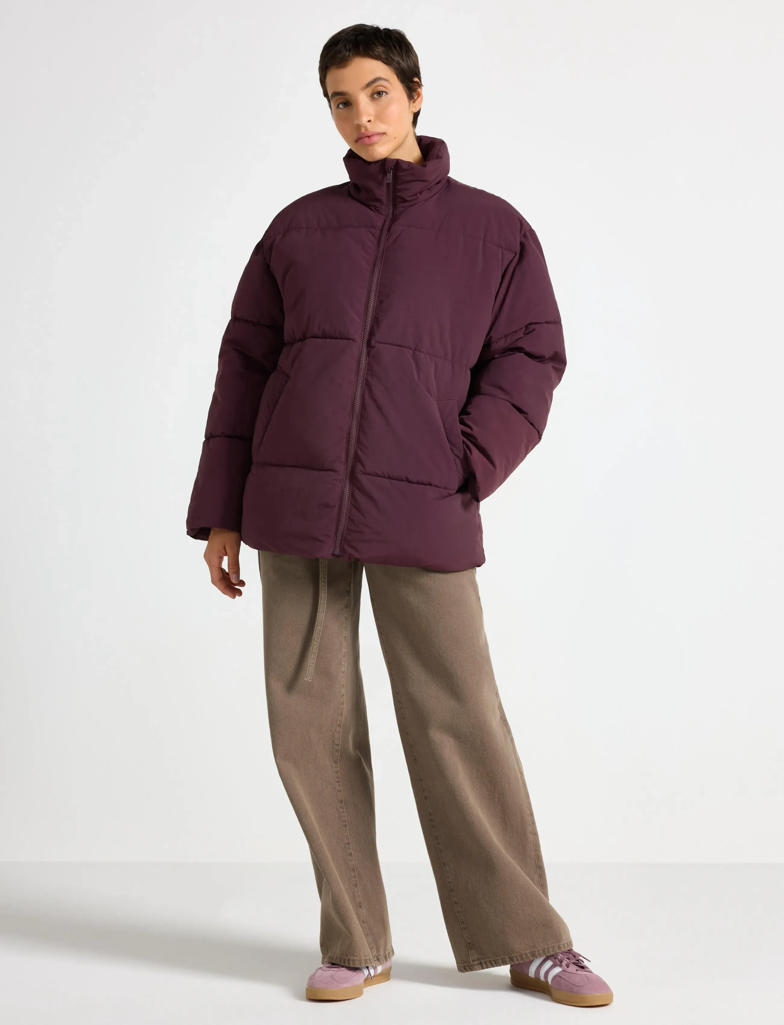 Lindex Jacket Jina, Kvinder, Pufferjakke, Bordeaux, Str: XS