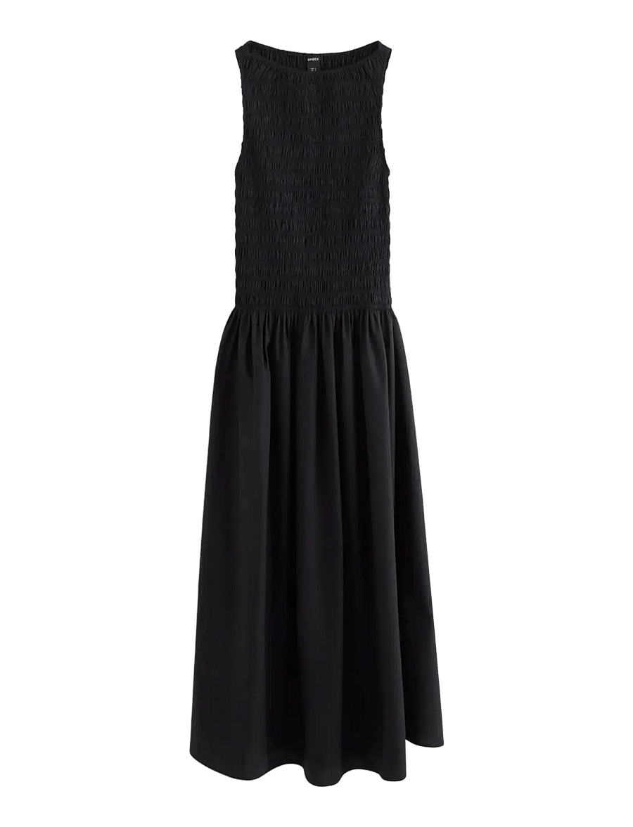 Lindex - Sleeveless midi dress with smock - midiklänningar - black - 1