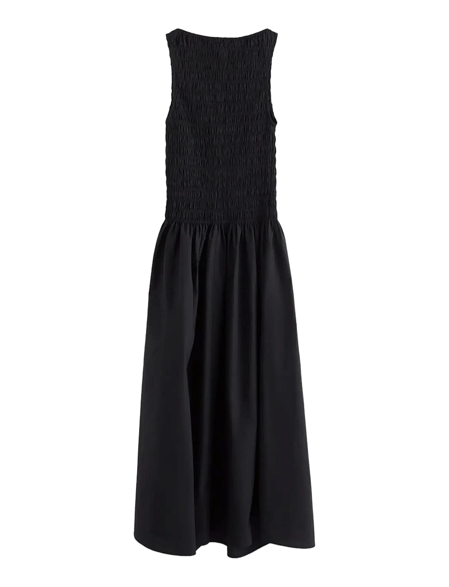 Lindex - Sleeveless midi dress with smock - midiklänningar - black - 2
