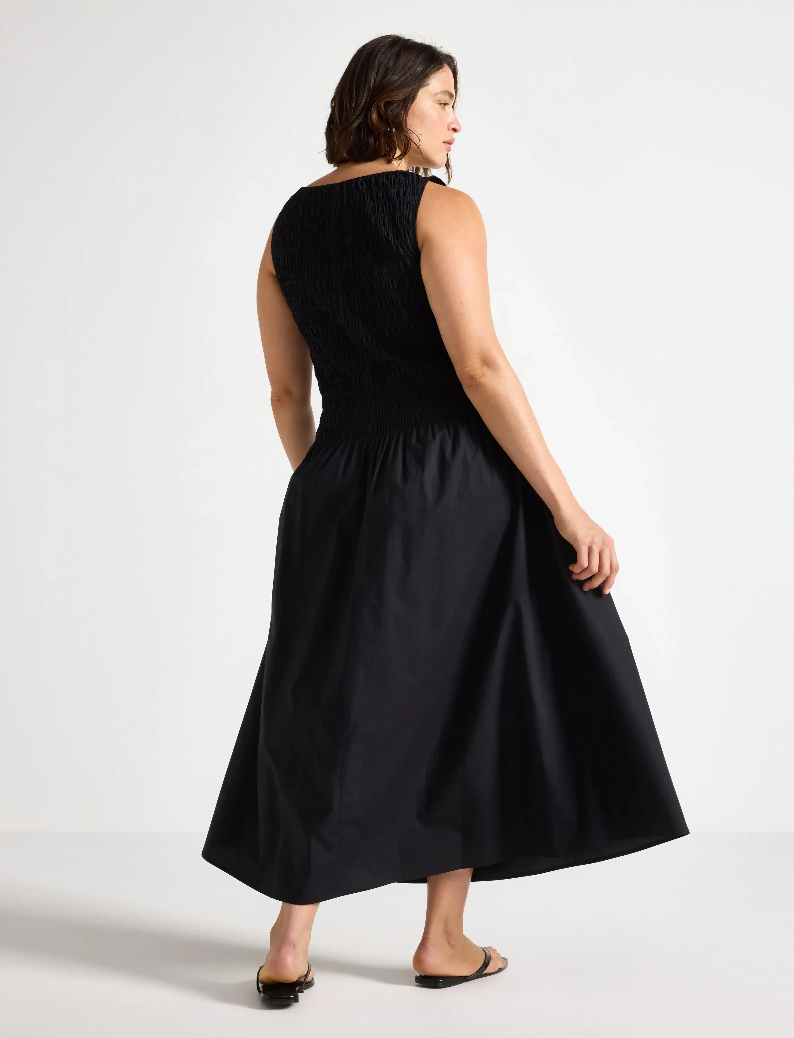 Lindex - Sleeveless midi dress with smock - midikleidid - black - 3